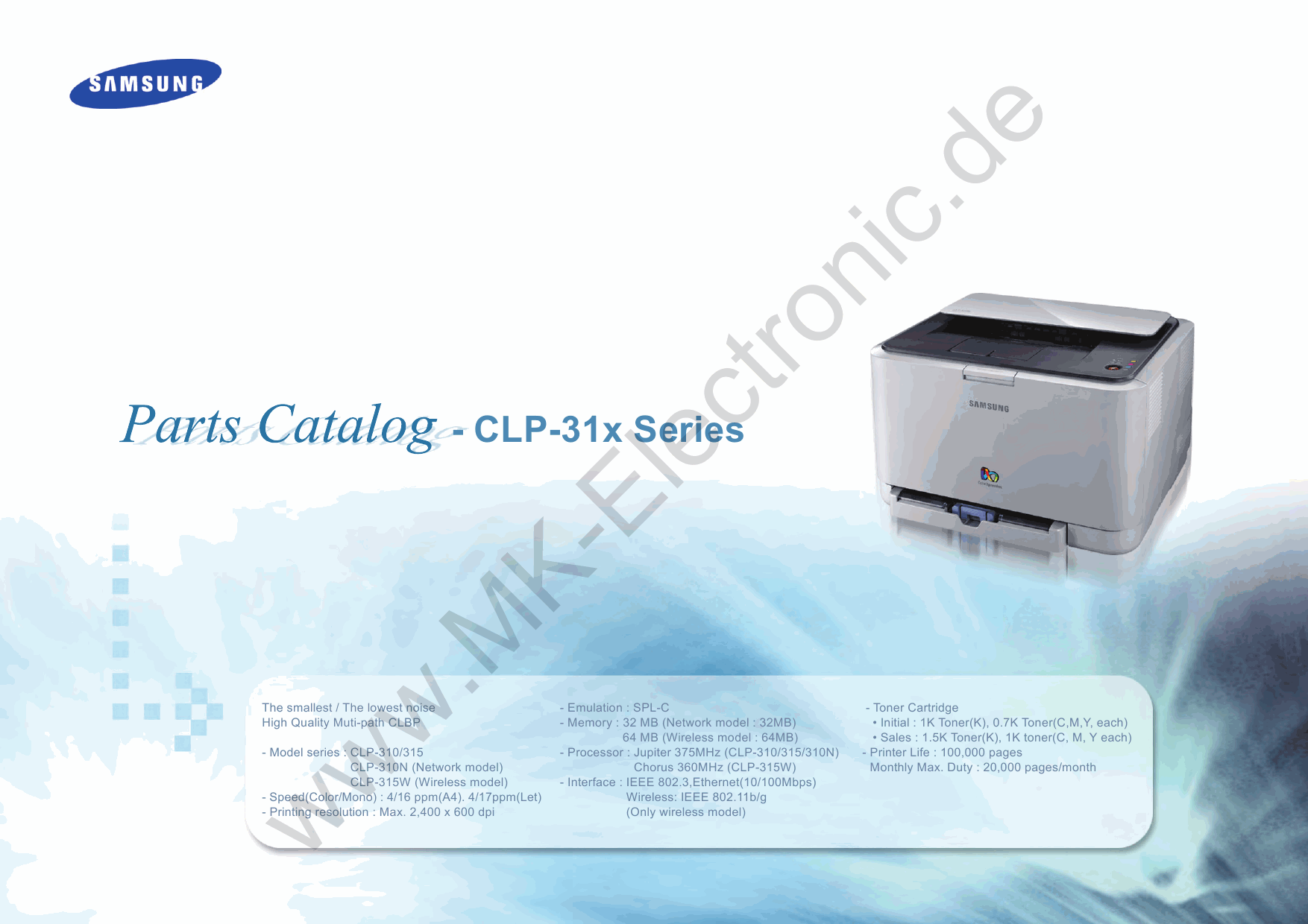 Samsung Color-Laser-Printer CLP-315 Parts Manual